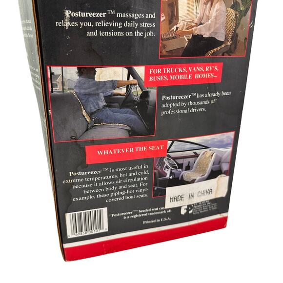 Vintage Orig postureezer Wooden Beaded Massage Chair Car Seat Cover Nwt - Picture 6 of 7